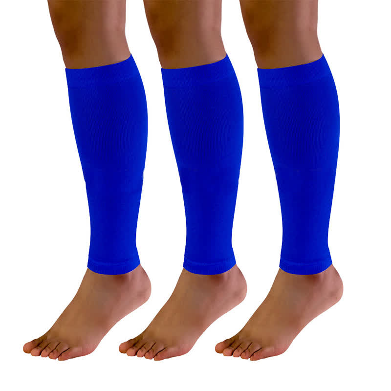 Manchons de compression pour mollets de football de couleur unie (3 paires) - Bleu - XL - image 3