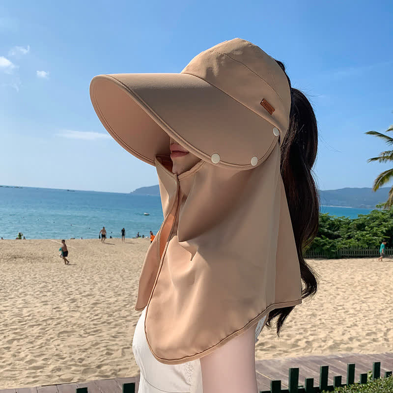Chapeau de soleil à visière d'extérieur avec rabat de cou amovible - Kaki - Taille unique - image 3