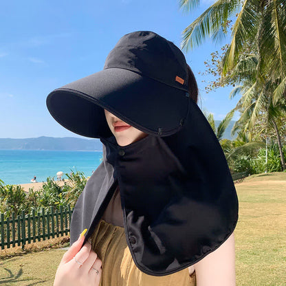Chapeau de soleil à visière d'extérieur avec rabat de cou amovible - Noir - Taille unique - image 6