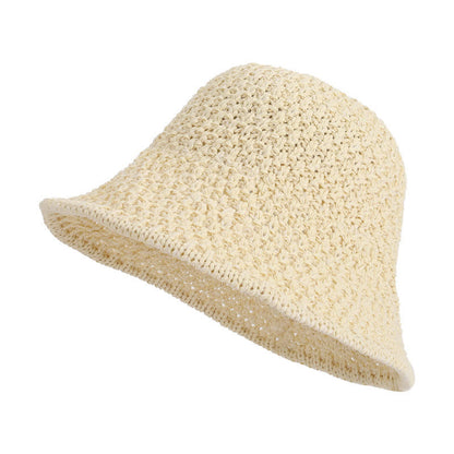 Chapeau bob en paille tissé à la main avec protection solaire