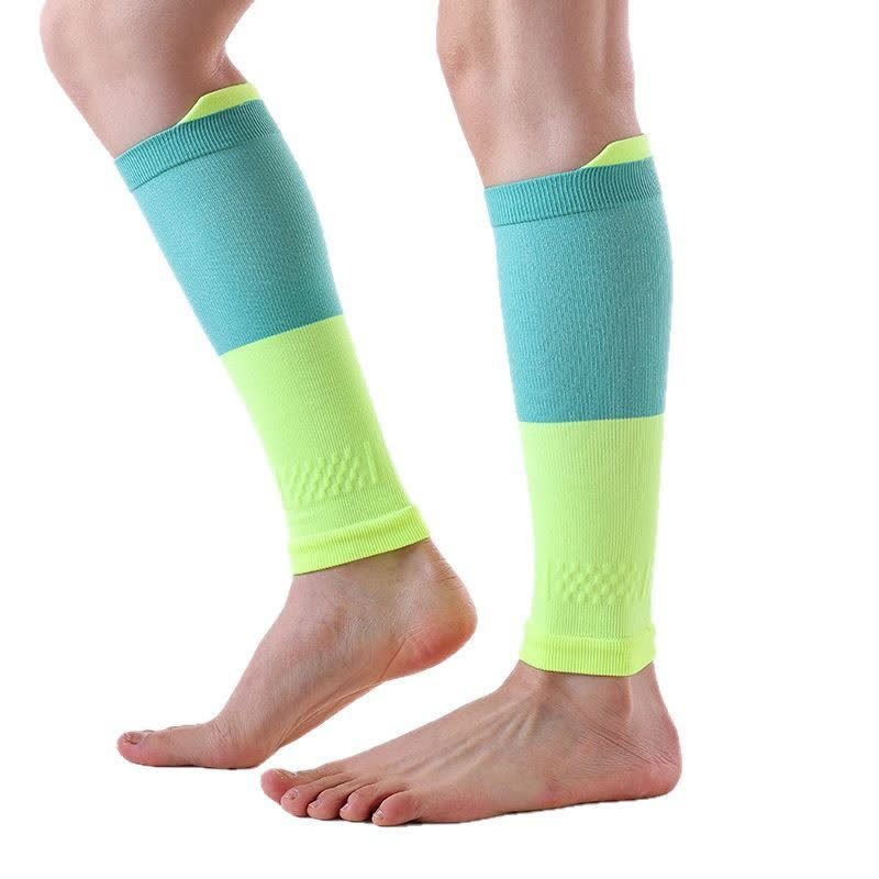 Manchons de compression pour mollets Colorblock Sports Running (3 paires) - Jaune et vert - Taille unique - image 0