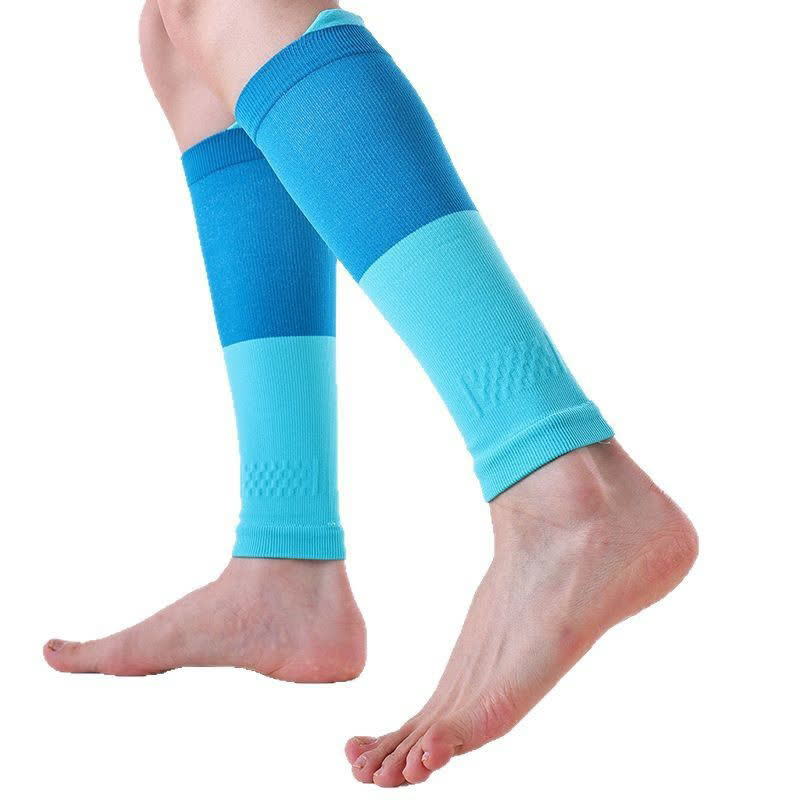 Manchons de compression pour mollets Colorblock Sports Running (3 paires) - Bleu et vert - Taille unique - image 9