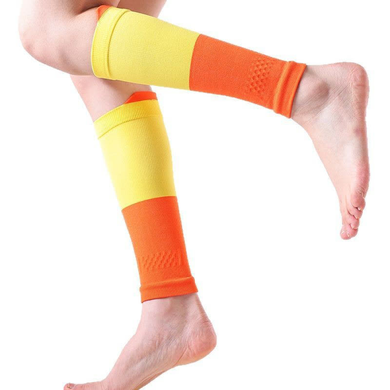 Manchons de compression pour mollets Colorblock Sports Running (3 paires) - Orange et jaune - Taille unique - image 2