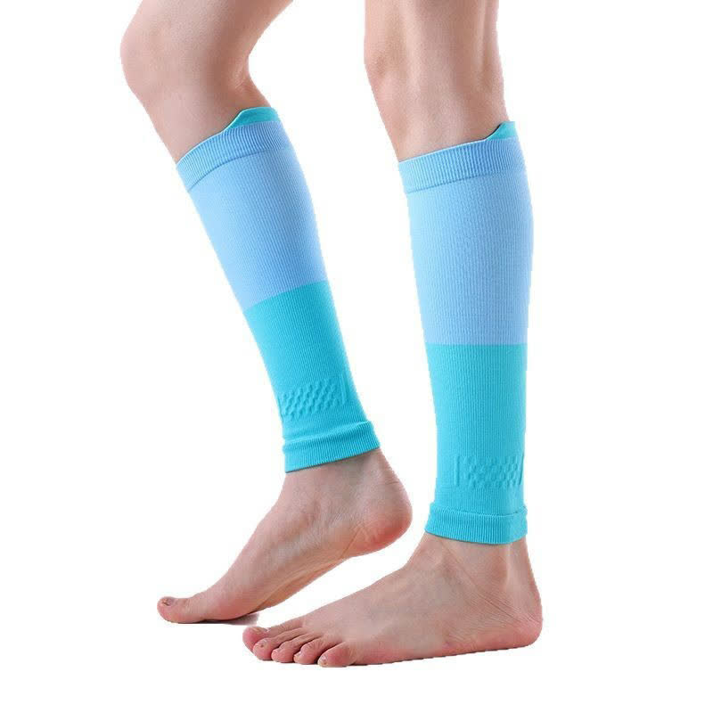Manchons de compression pour mollets Colorblock Sports Running (3 paires) - Vert et bleu - Taille unique - image 1