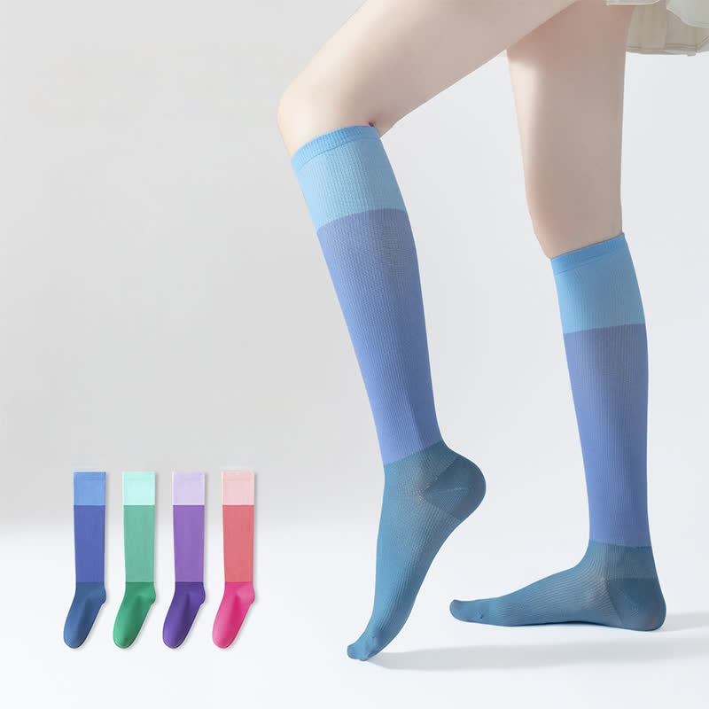 Chaussettes de compression de sport à blocs de couleurs dégradés (4 paires) - Multicolore - EU35-41 (US3-7,5) - image 0