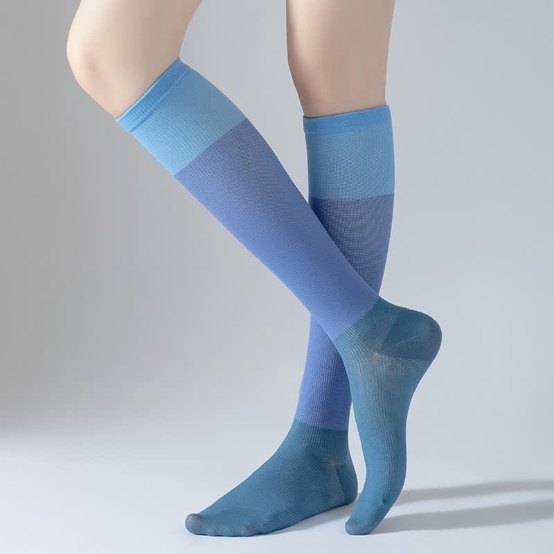 Chaussettes de compression de sport à blocs de couleurs dégradés (4 paires)