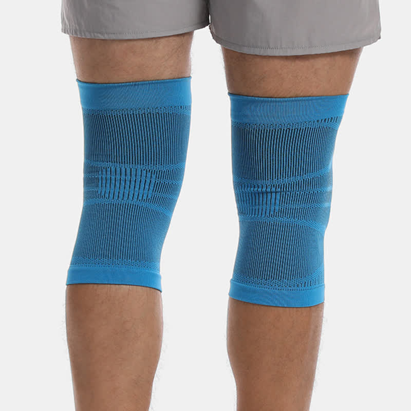 Genouillères de sport tricotées, respirantes et hautement élastiques - Bleu - XL - image 2