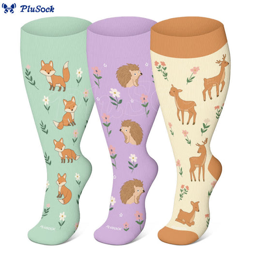 Chaussettes de compression à motif animal et floral grande taille - image 1