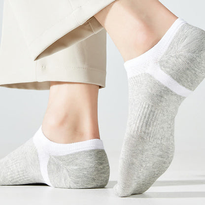 Chaussettes invisibles à rayures en pur coton, antidérapantes (6 paires)