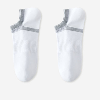 Chaussettes invisibles à rayures en pur coton, antidérapantes (6 paires)