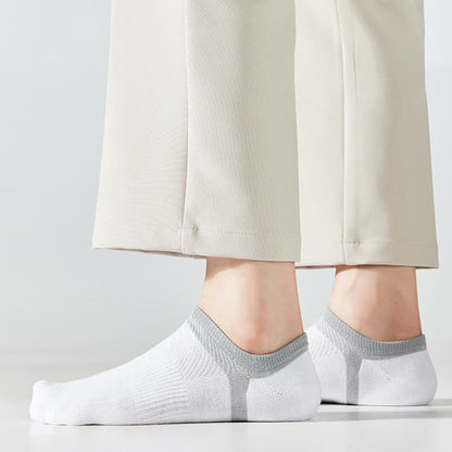 Chaussettes invisibles à rayures en pur coton, antidérapantes (6 paires)