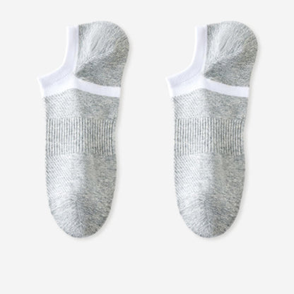 Chaussettes invisibles à rayures en pur coton, antidérapantes (6 paires)