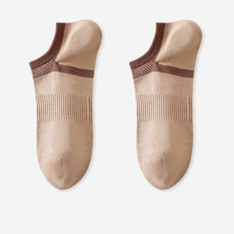Chaussettes invisibles à rayures en pur coton, antidérapantes (6 paires)