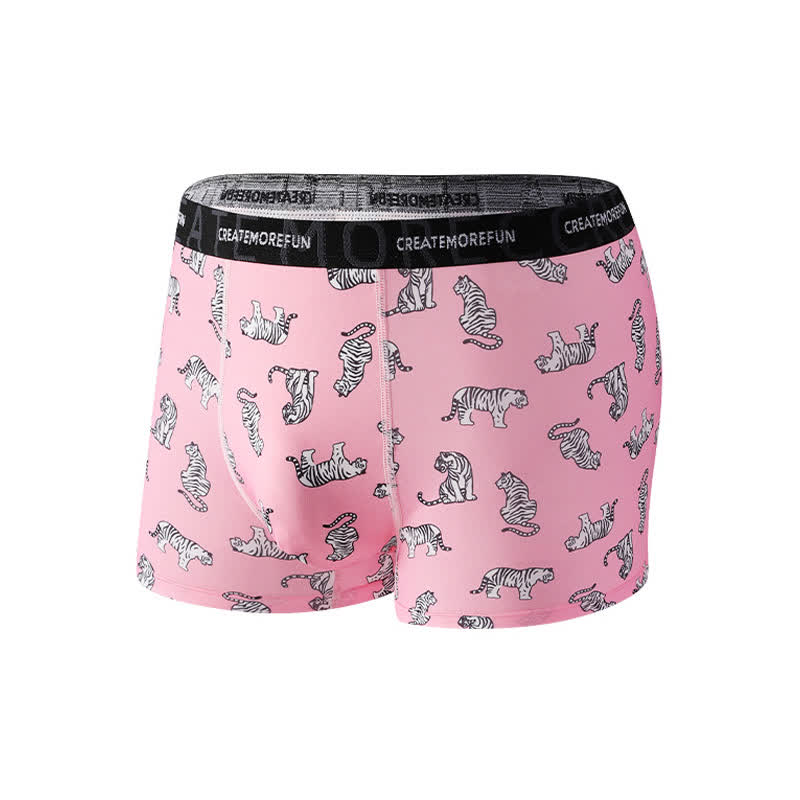 Lot de 4 boxers respirants à imprimé tigre pour homme - Rose - XL - image 2