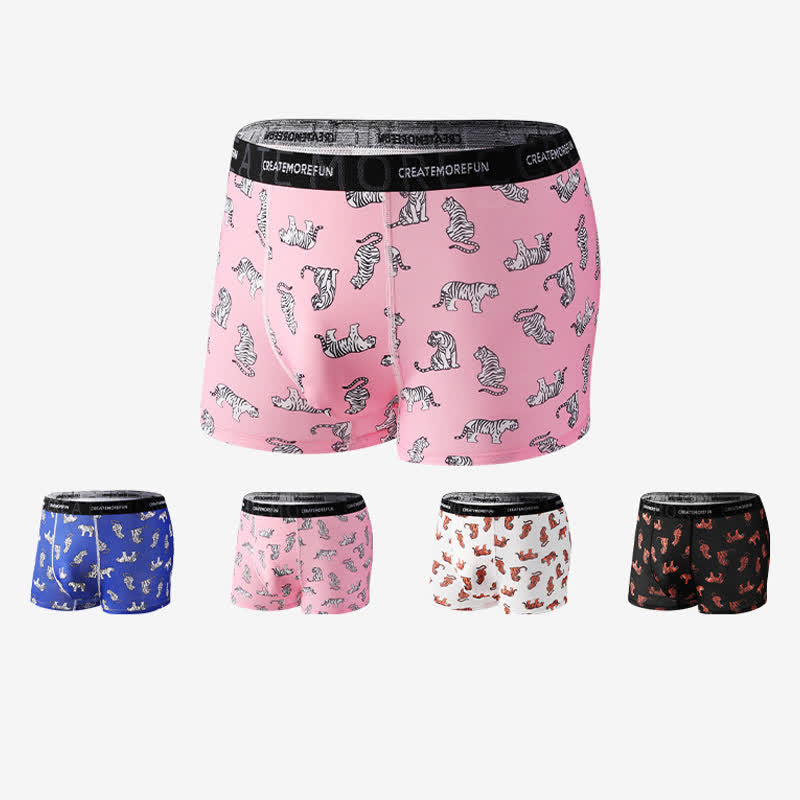 Lot de 4 boxers respirants à imprimé tigre pour homme - image 0