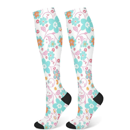Chaussettes de compression florales artistiques (3 paires) - Rose et vert (1 paire) - S/M - image 8