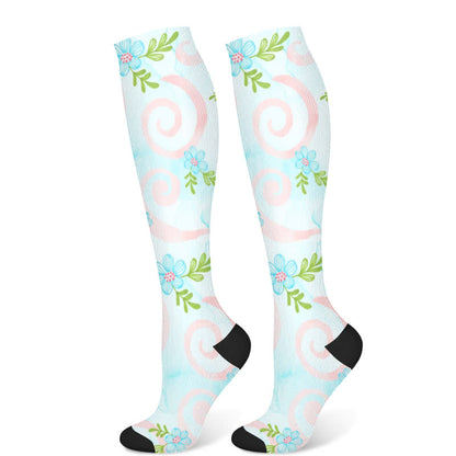 Chaussettes de compression florales artistiques (3 paires) - Vert (1 paire) - S/M - image 7
