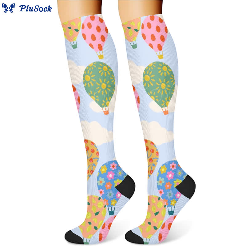 Chaussettes de compression à imprimé floral, fraise et montgolfière (3 paires) - image 4