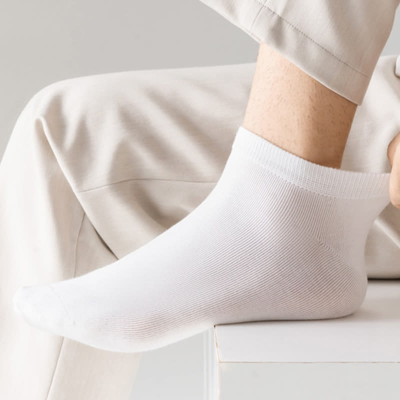 Chaussettes cheville en coton extensible de couleur unie (8 paires) - image 5