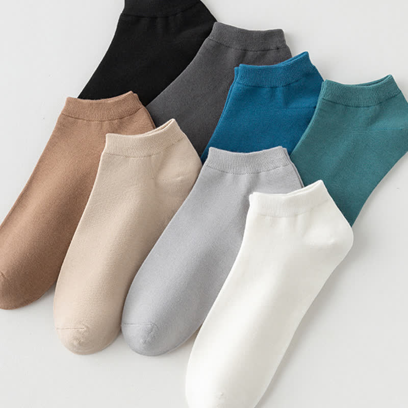 Chaussettes cheville en coton extensible de couleur unie (8 paires) - image 2