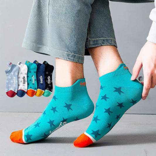 Chaussettes montantes respirantes en coton à imprimé étoiles (5 paires) - image 0