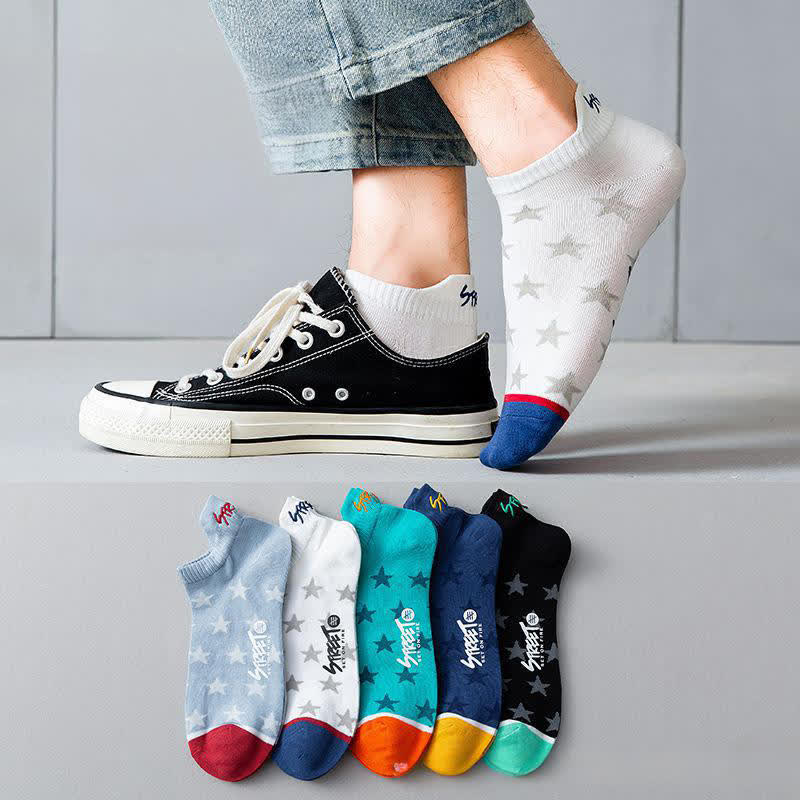 Chaussettes montantes respirantes en coton à imprimé étoiles (5 paires) - image 2