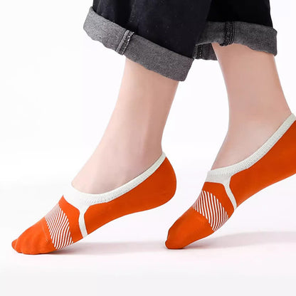 Chaussettes invisibles en coton à rayures imprimées (5 paires)