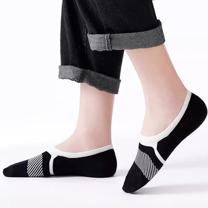 Chaussettes invisibles en coton à rayures imprimées (5 paires)