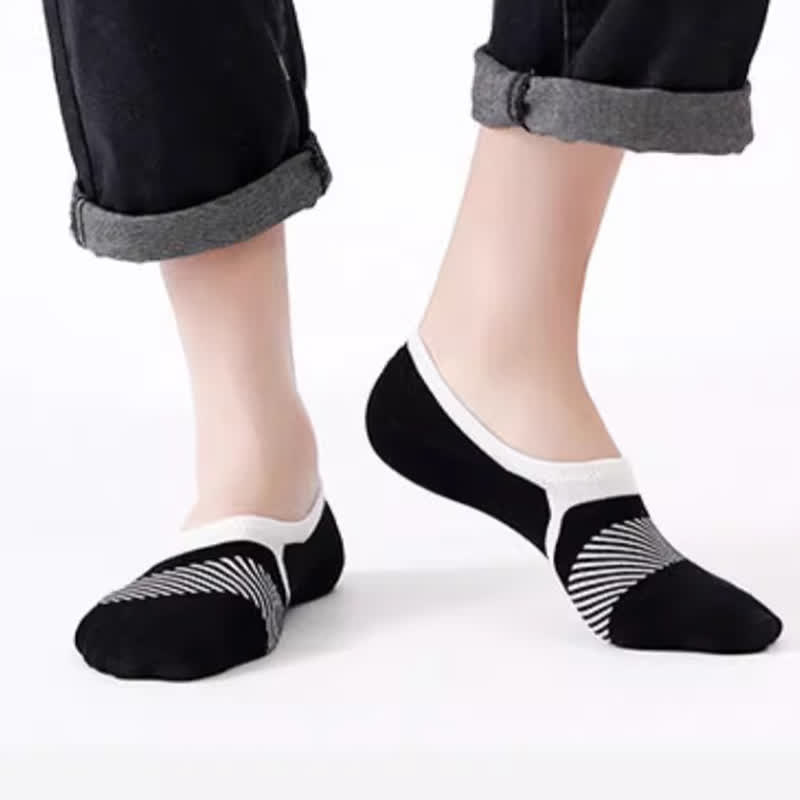 Chaussettes invisibles en coton à rayures imprimées (5 paires)