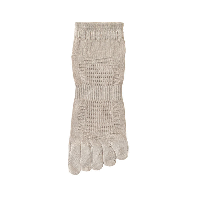 Chaussettes chevilles à cinq orteils en maille de coton pur (3 paires) - Kaki - EU39-45 (US6-11) - image 7
