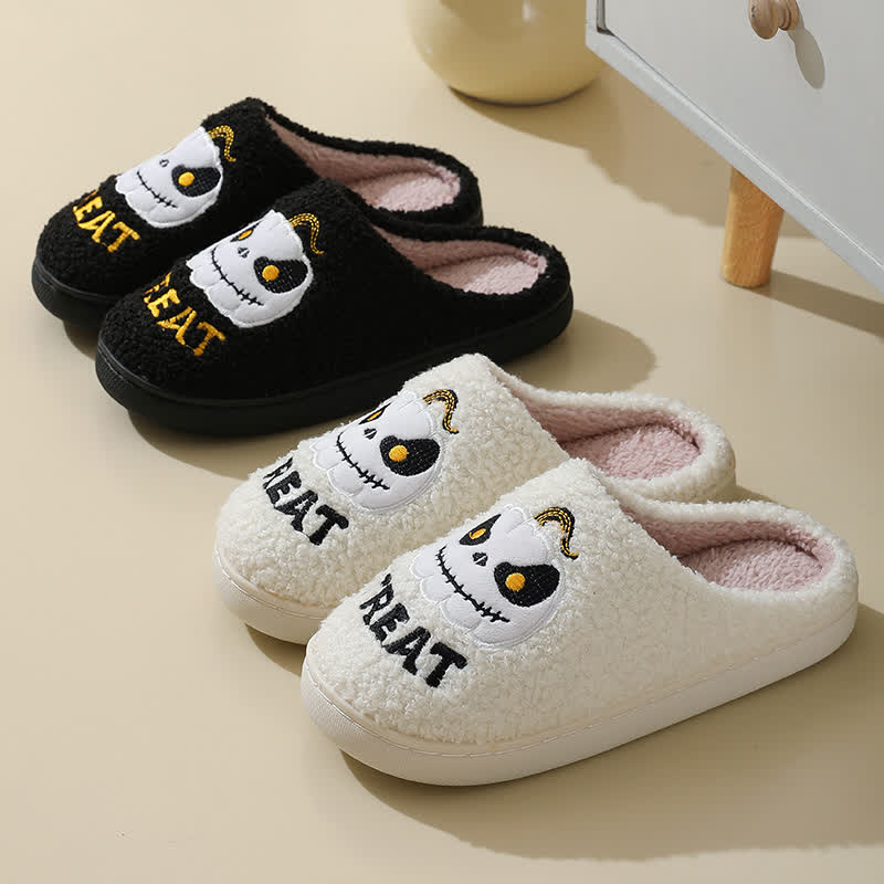 Chaussons d'intérieur grande taille motif citrouille - image 0