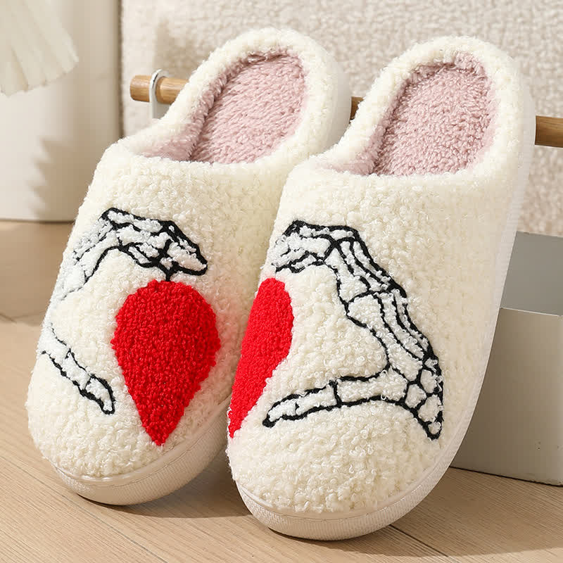 Chaussons grande taille motif squelette et cœur - Blanc - EU43-44 (US9-10) - image 4