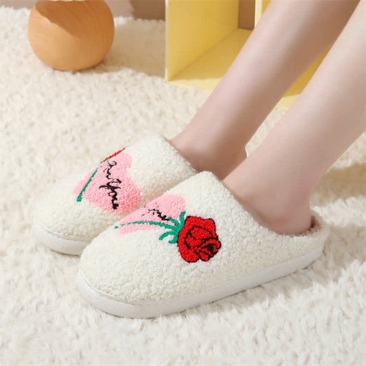 Chaussons Fuchsia en forme de cœur grande taille