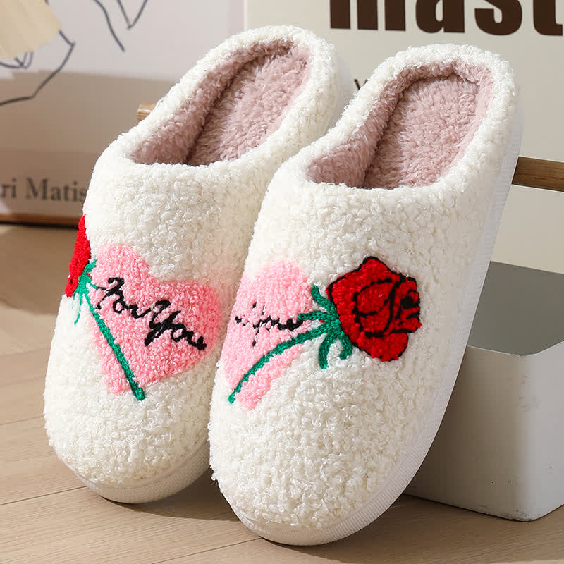 Chaussons Fuchsia en forme de cœur grande taille - Blanc - EU42-43 (US8.5-9) - image 1