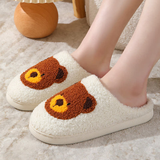 Chaussons d'intérieur grande taille à imprimé ours de dessin animé - image 1