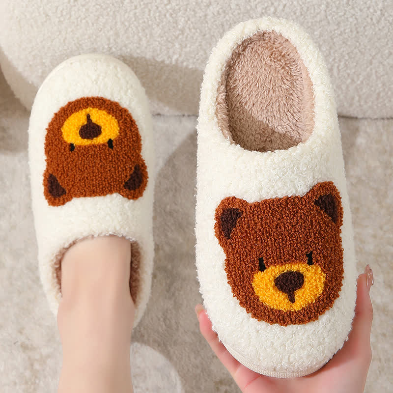 Chaussons d'intérieur grande taille à imprimé ours de dessin animé - image 2