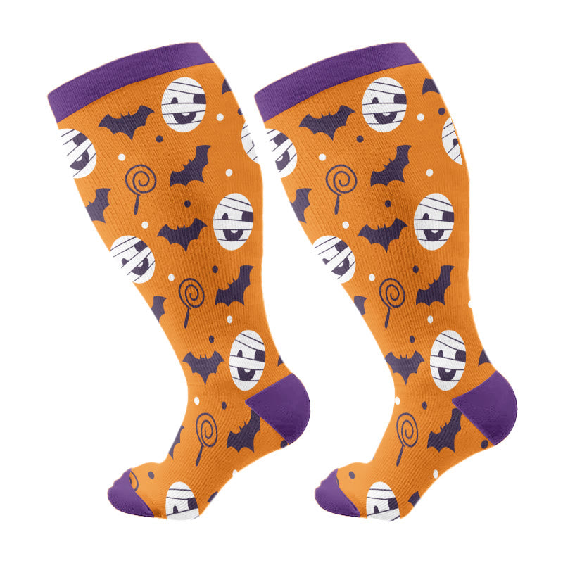 Chaussettes de compression mignonnes de style Halloween grande taille - Orange - 4XL - image 9