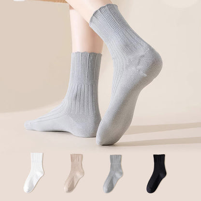 Chaussettes courtes amples en coton avec bordure ondulée (4 paires)