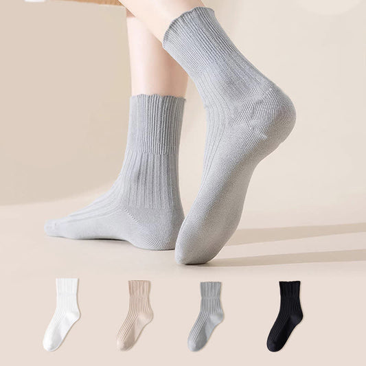 Chaussettes courtes amples en coton avec bordure ondulée (4 paires)