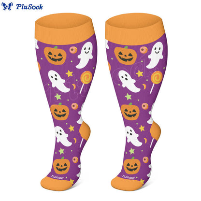 Chaussettes de compression grande taille série fantômes d'Halloween (3 paires) - image 2