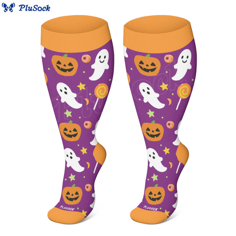 Chaussettes de compression grande taille de la série Halloween Ghost