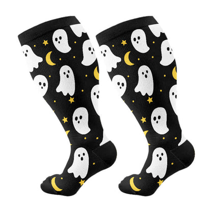 Chaussettes de compression grande taille de la série Halloween Ghost - Noir - 4XL - image 7