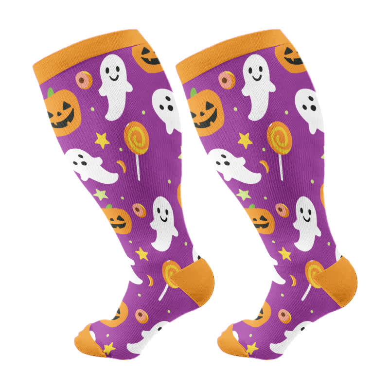 Chaussettes de compression grande taille de la série Halloween Ghost