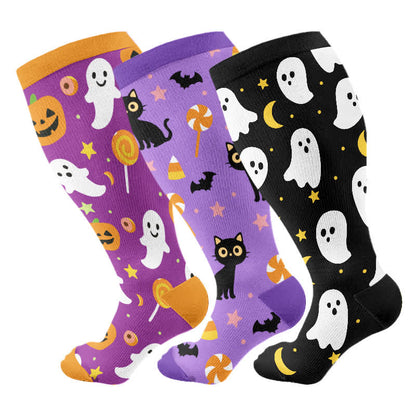 Chaussettes de compression grande taille de la série Halloween Ghost - image 4