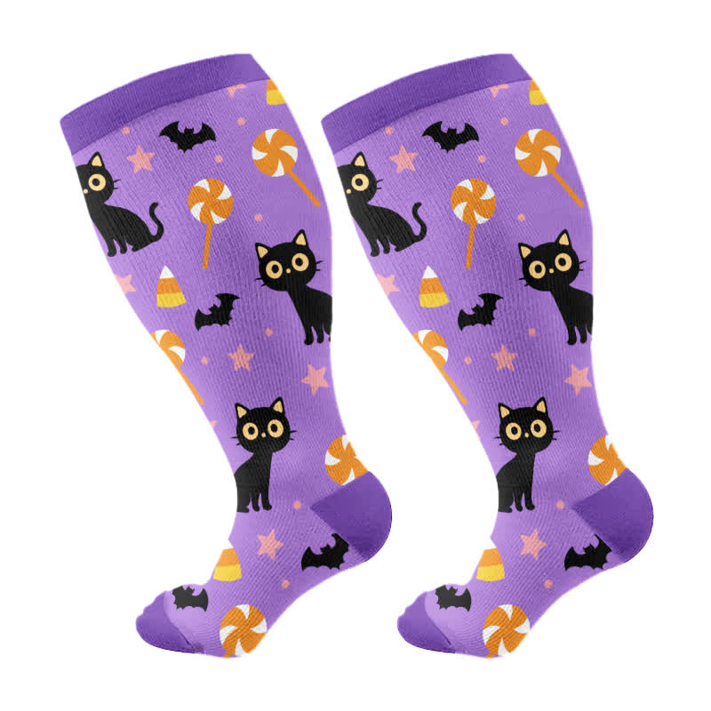 Chaussettes de compression grande taille série fantômes d'Halloween (3 paires) - Violet (1 paire) - 4XL - image 7