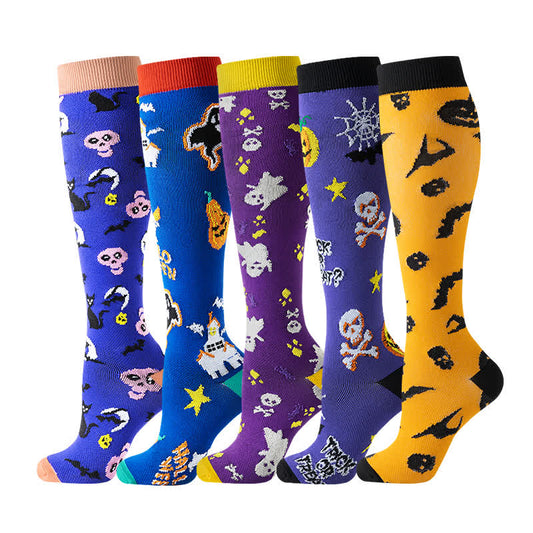 Chaussettes de compression Halloween Skull Ghost Series (5 paires) - Multicolore - S/M - image 1