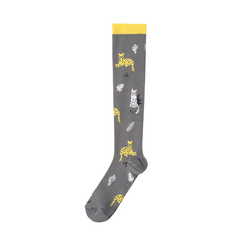Chaussettes de compression à imprimé animal et plante (6 paires) - Gris - S/M - image 4