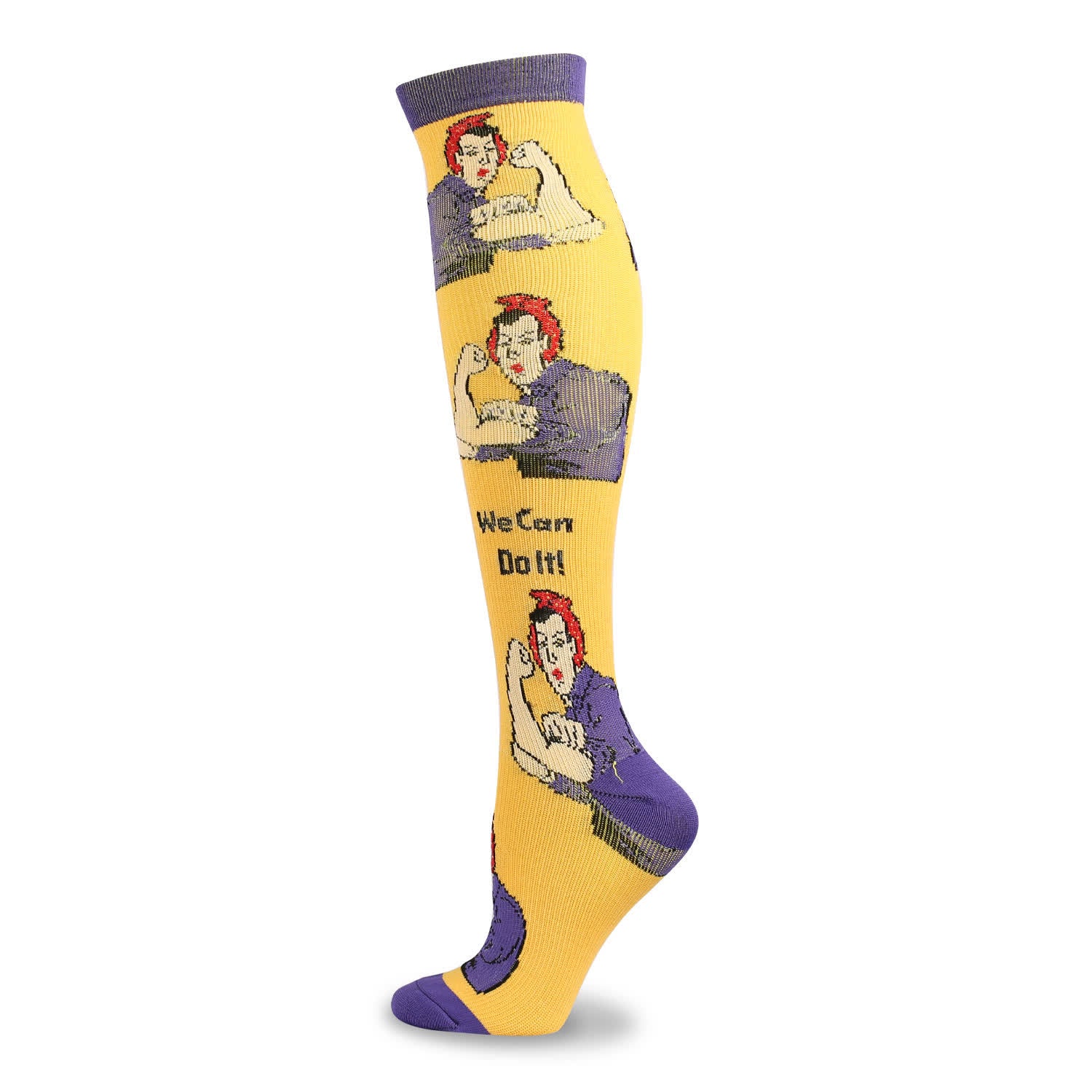 Chaussettes de compression à imprimé animal de dessin animé amusant (5 paires) - Jaune - S/M - image 1