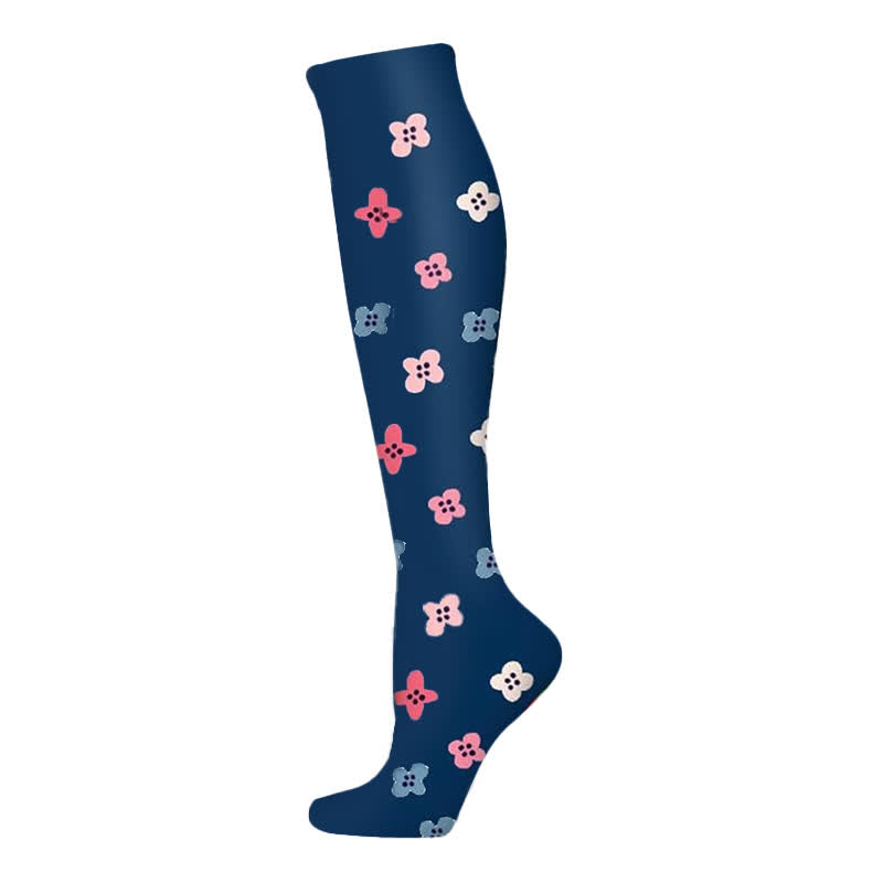 Chaussettes de compression Blooming Flowers (6 paires) - Bleu marine-B - S/M - image 10