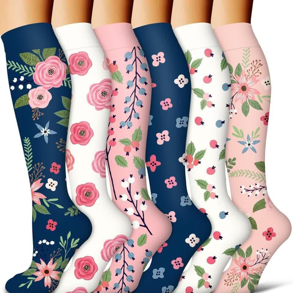 Chaussettes de compression Blooming Flowers (6 paires) - Multicolore - S/M - image 0